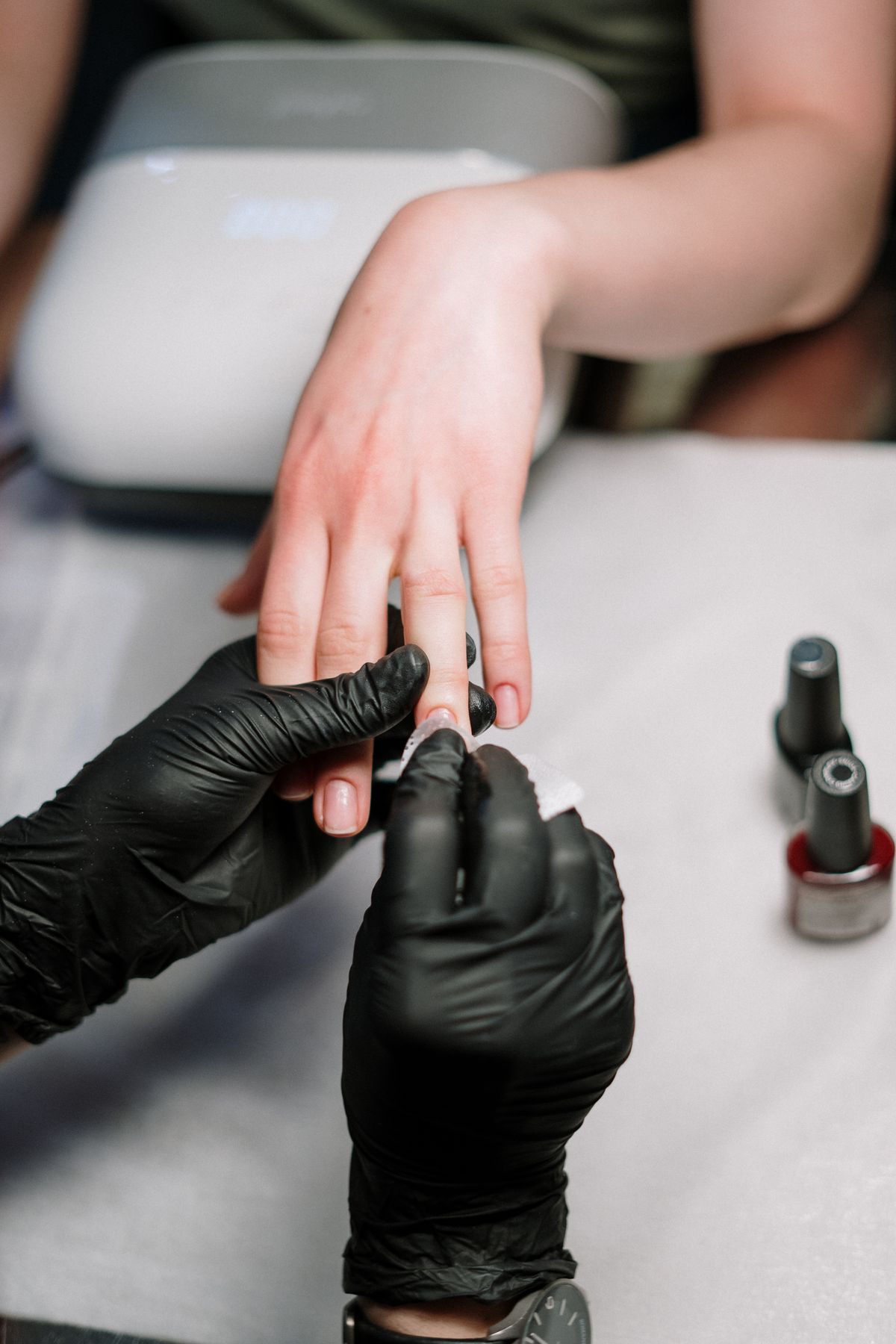 Manicure in progress at Excellent Nails & Spa